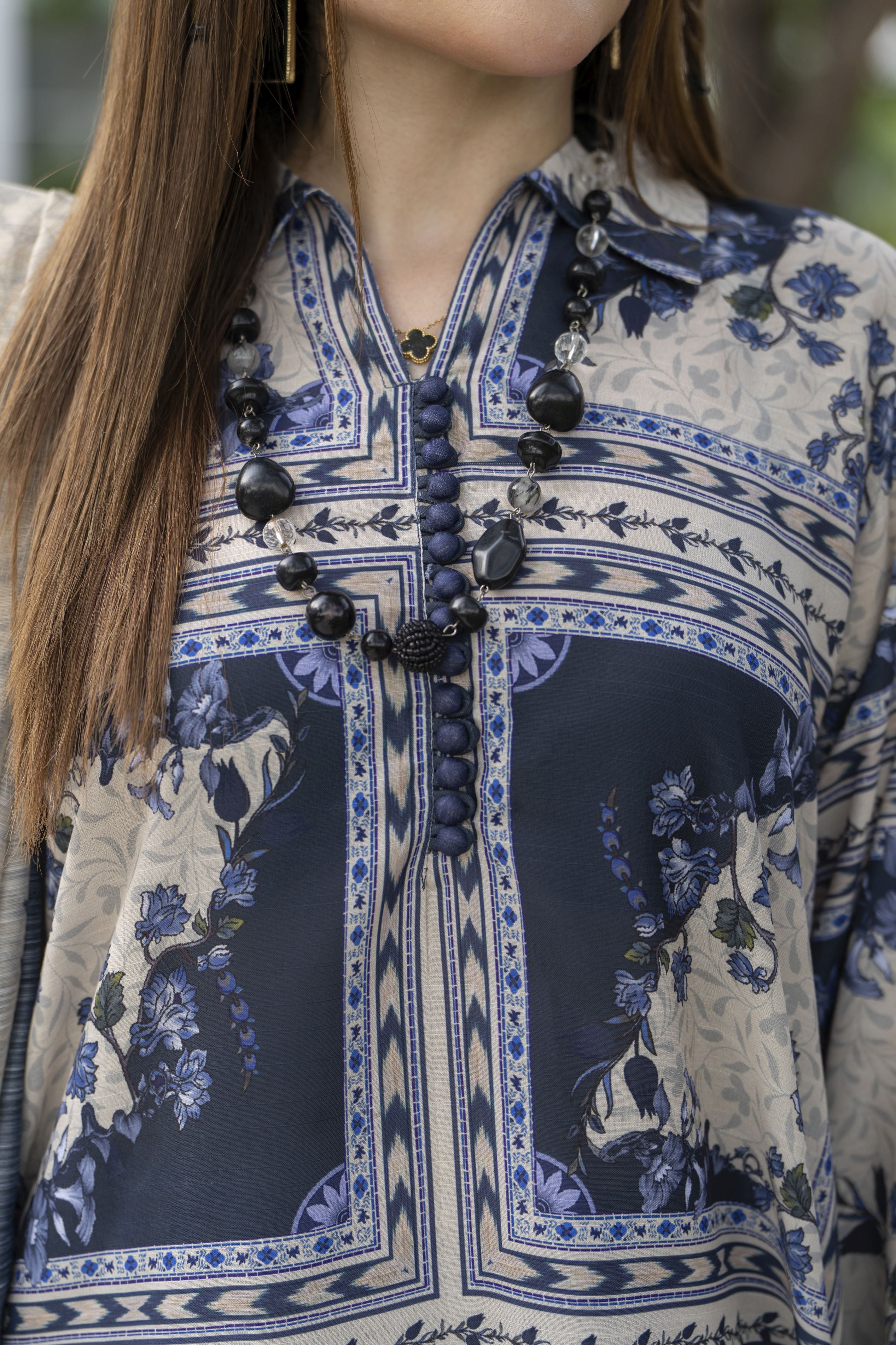 Daily Drapes by Mona – 3pc Printed Raw Silk Women Casual Co-Ord Suit DDR9