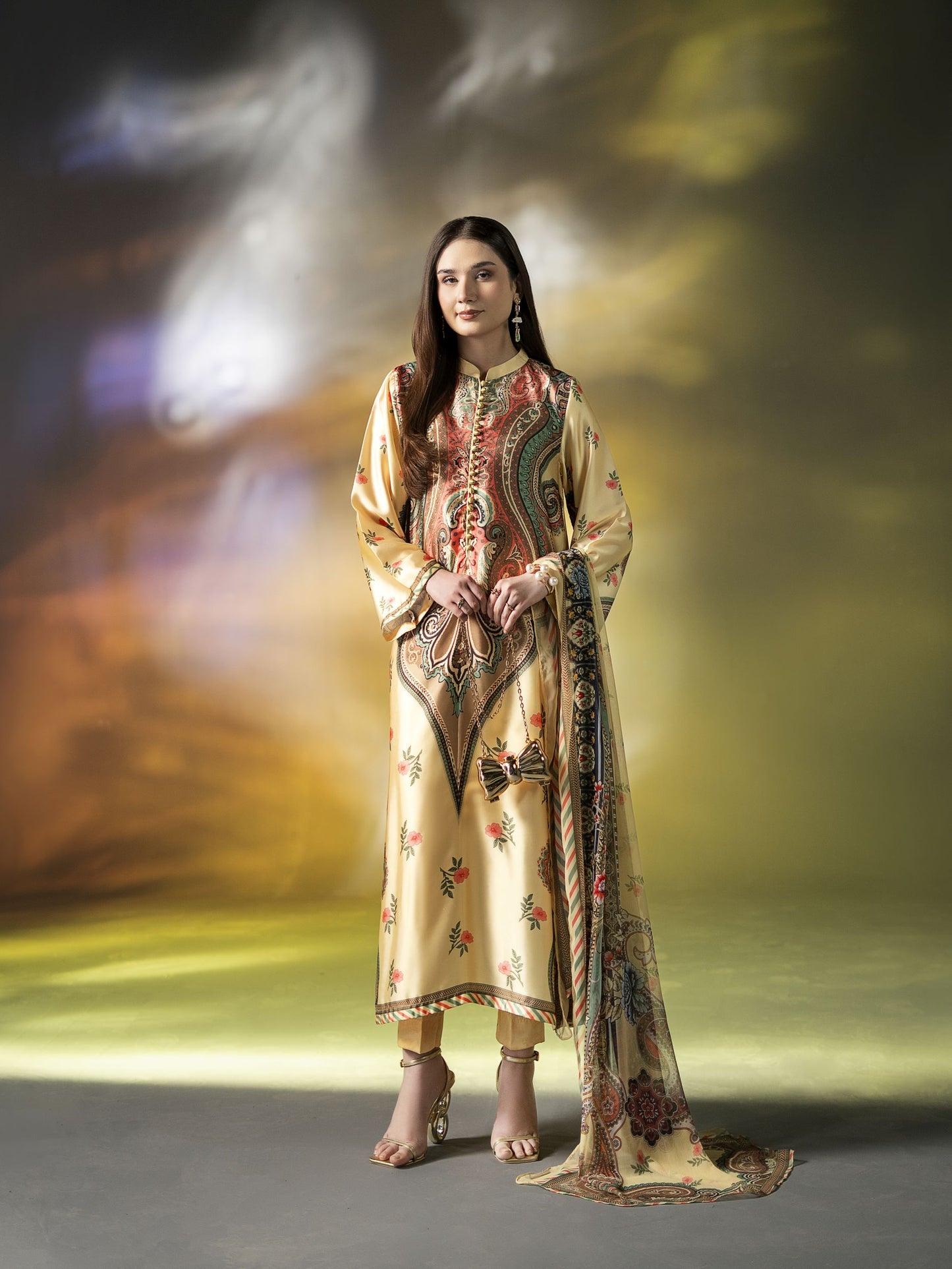 Mona Effortless Silk 3pc Ready to Wear Printed Silk Co-Ord Set SEM5