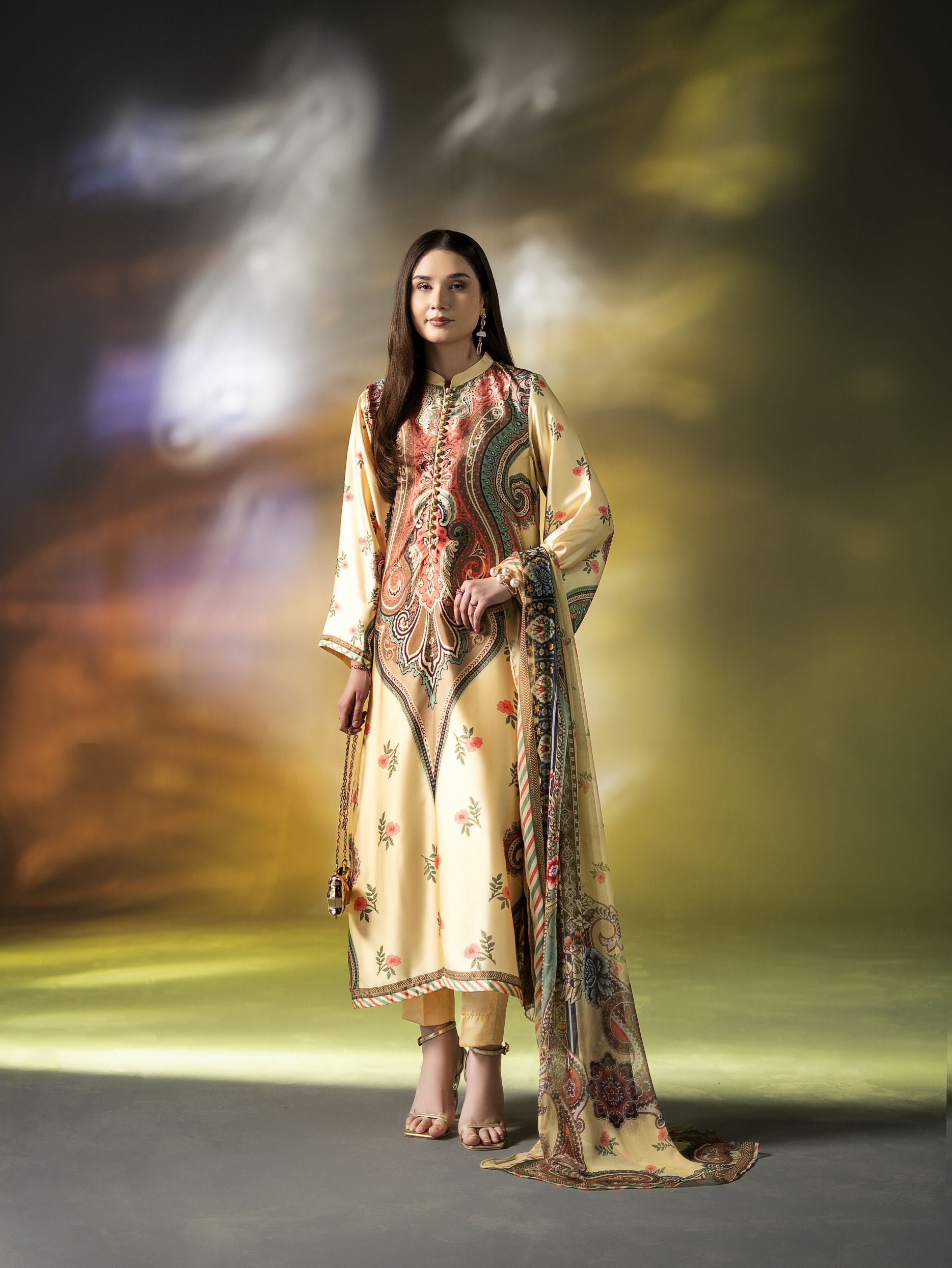 Mona Effortless Silk 3pc Ready to Wear Printed Silk Co-Ord Set SEM5