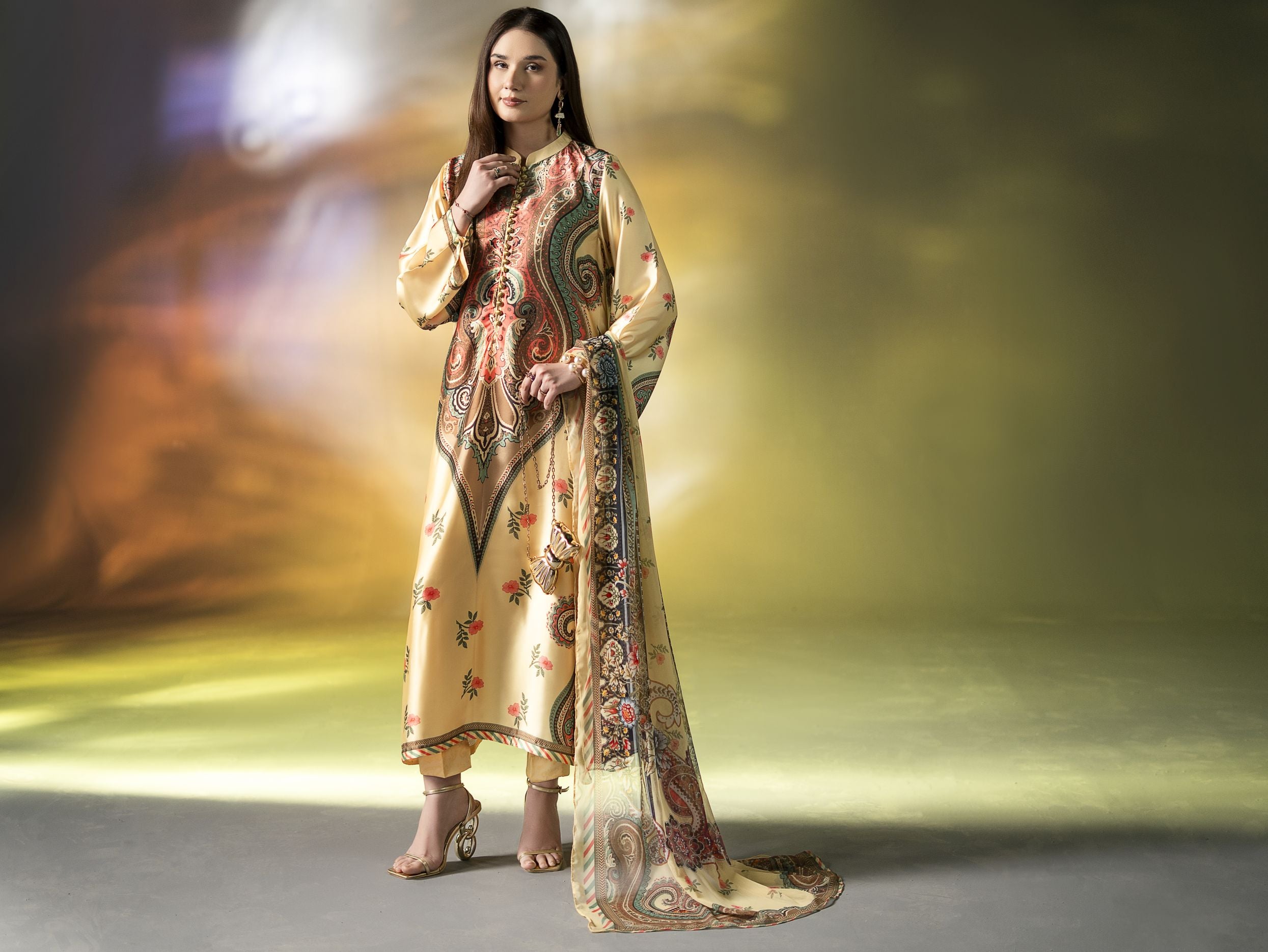 Mona Effortless Silk 3pc Ready to Wear Printed Silk Co-Ord Set SEM5