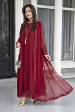 Gul Warun Lustre Chiffon – 3pc Ready to Wear Maroon Embroidered Frock LSG8