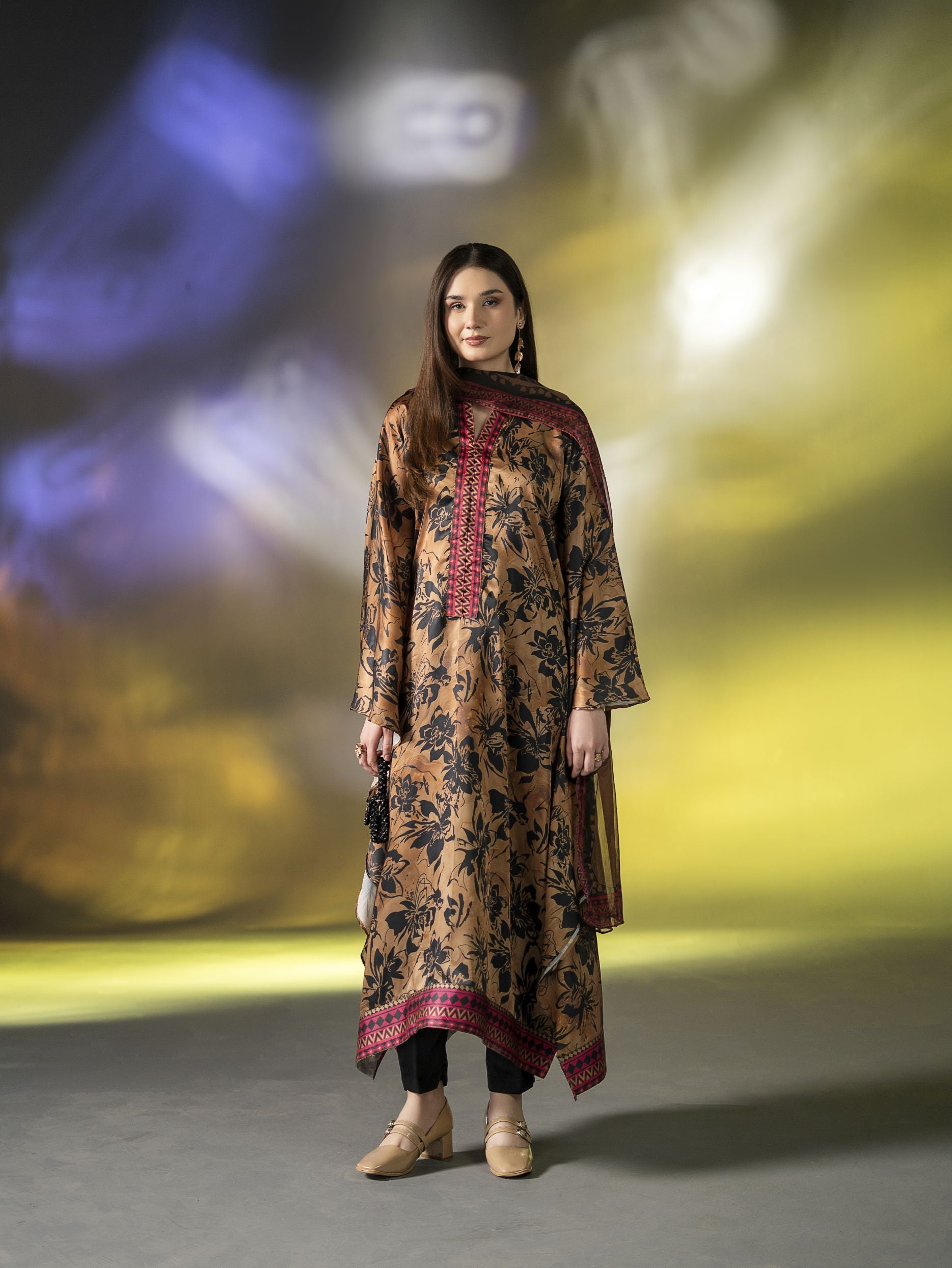 Mona Effortless Silk 3pc Ready to Wear Printed Silk Cape Co-Ord Set SEM3