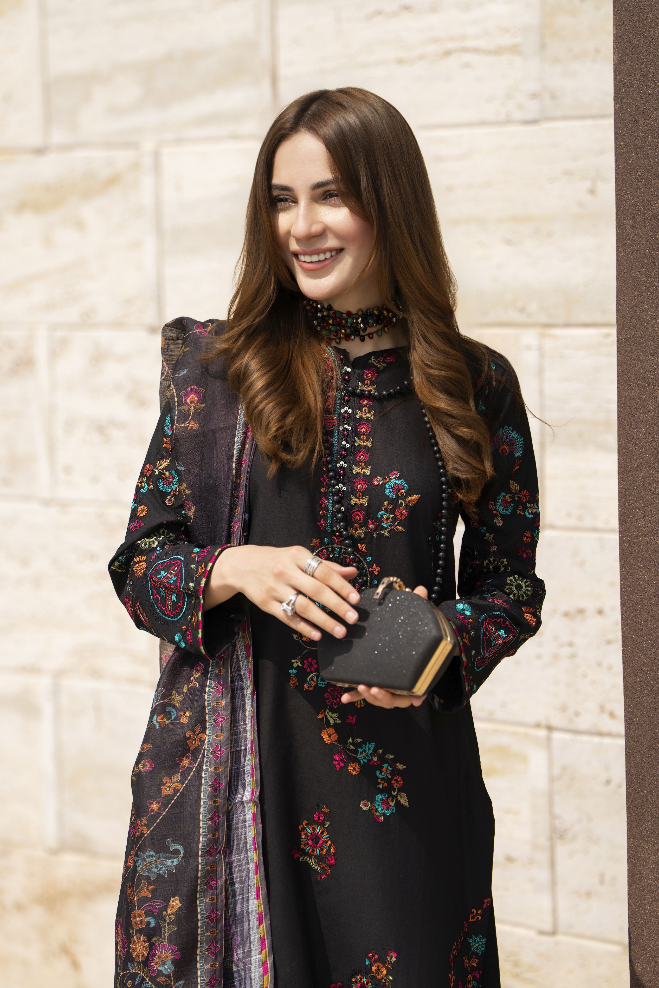 Black Cotton 3pc Ready to Wear Dress by Miski BYM8