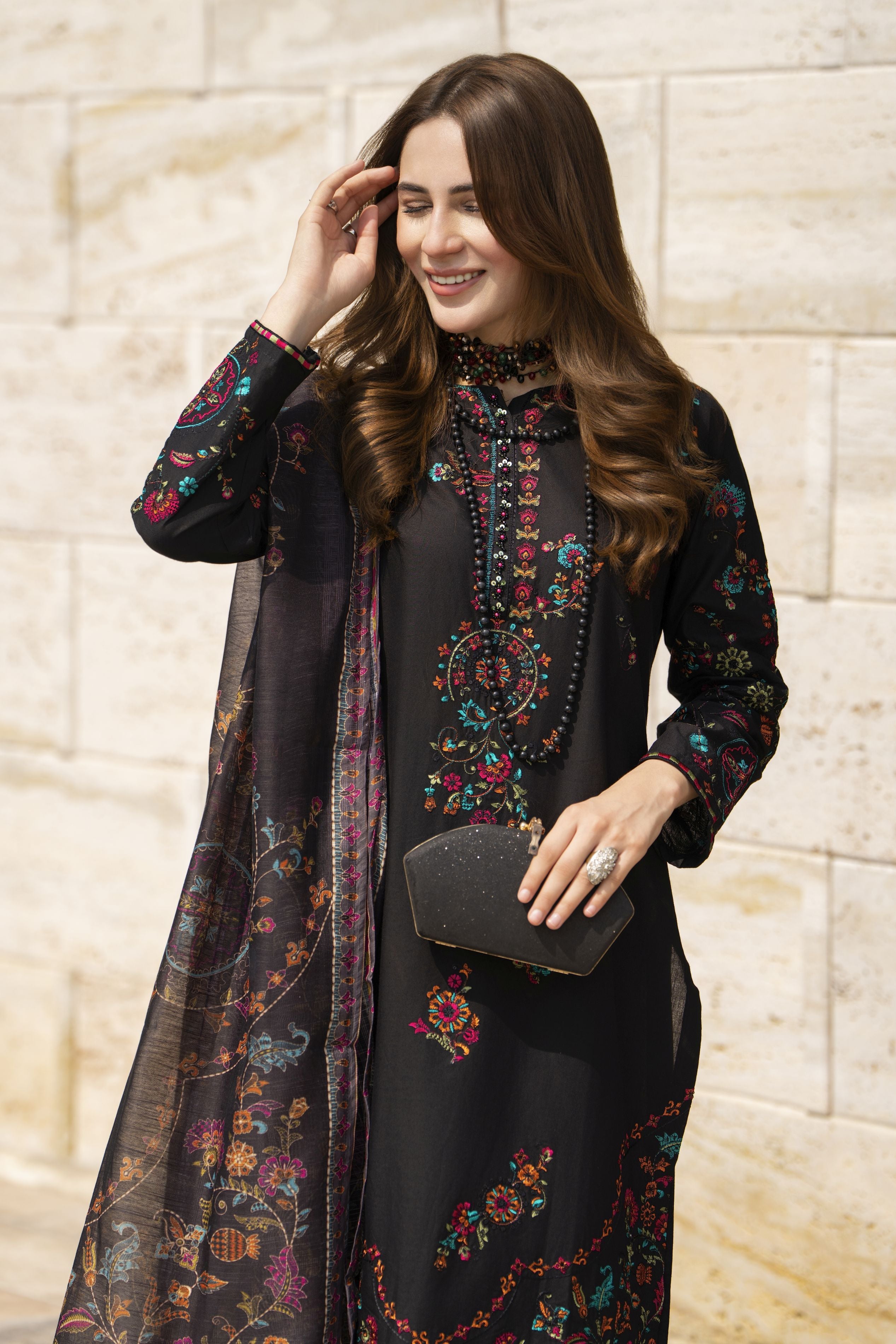 Black Cotton 3pc Ready to Wear Dress by Miski BYM8