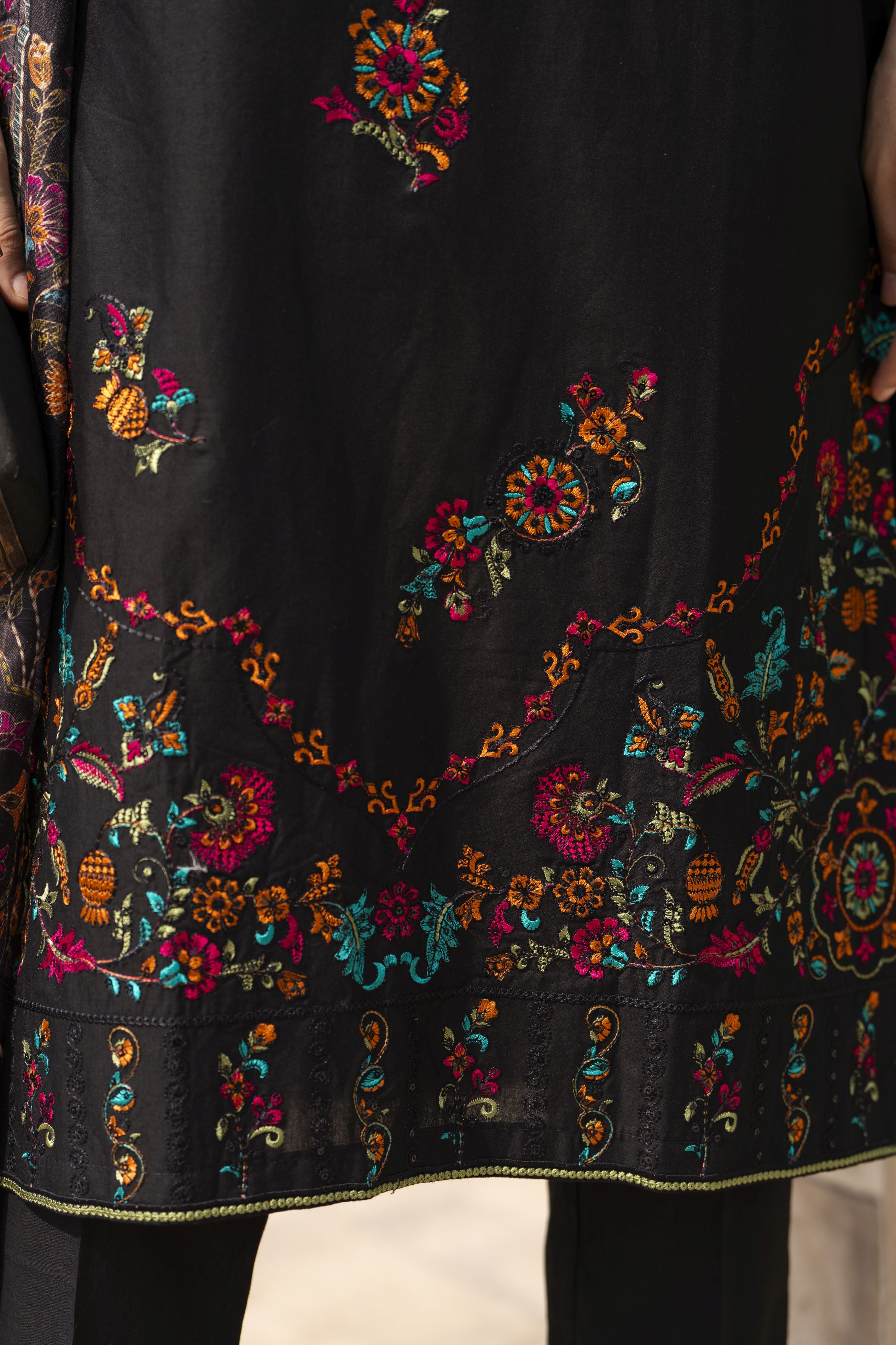 Black Cotton 3pc Ready to Wear Dress by Miski BYM8