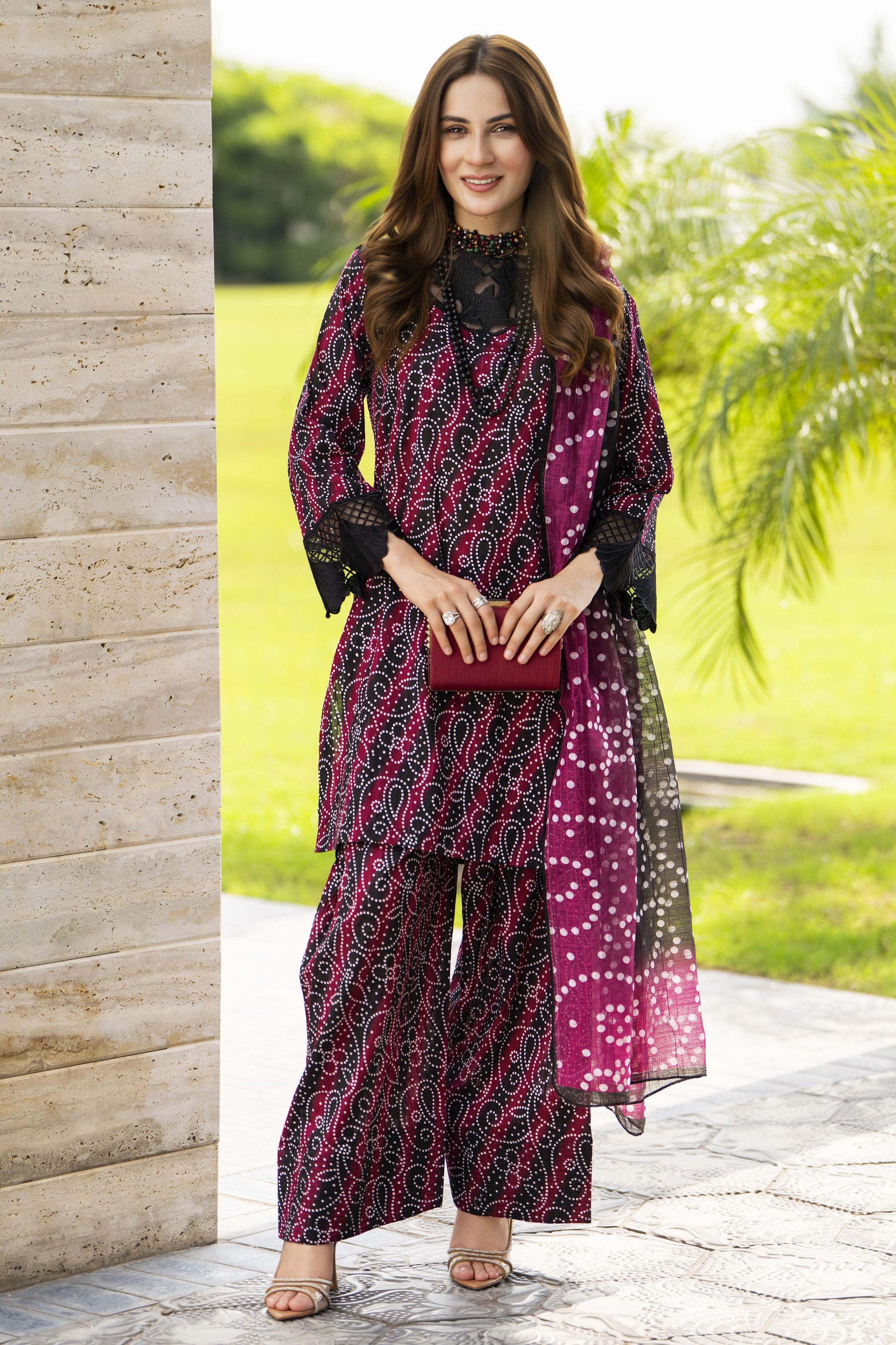 Polkadots Cotton Printed 3pc Ready to Wear Dress with Farshi Shalwar by Miski BYM9