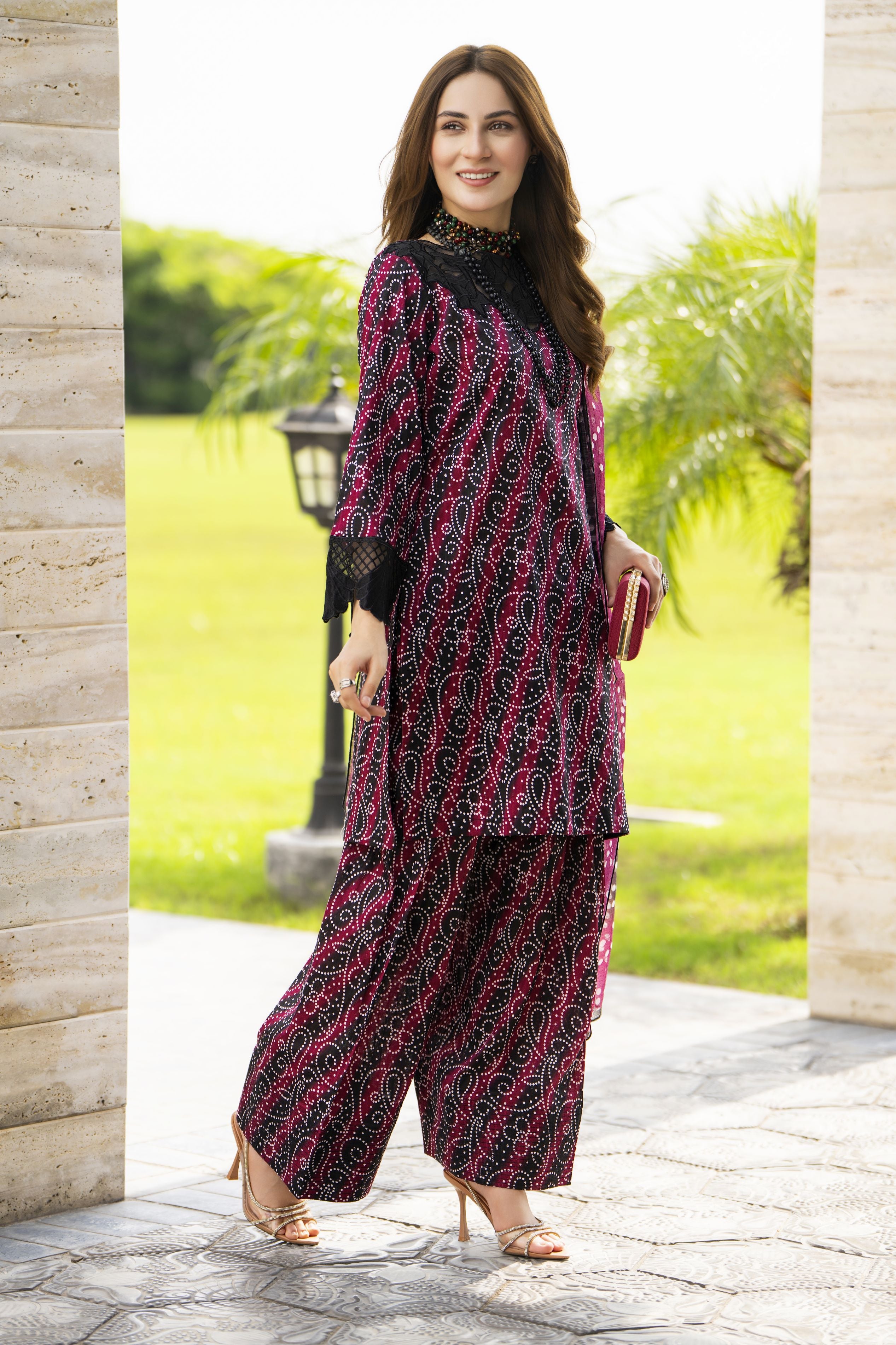 Polkadots Cotton Printed 3pc Ready to Wear Dress with Farshi Shalwar by Miski BYM9