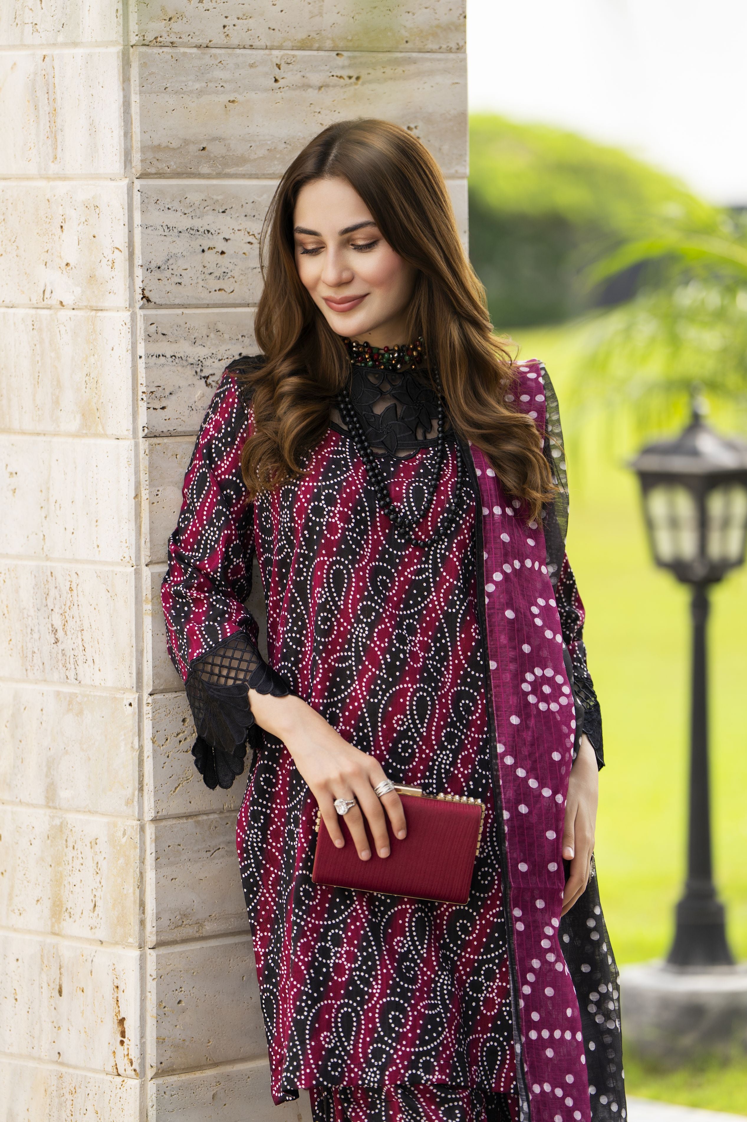 Polkadots Cotton Printed 3pc Ready to Wear Dress with Farshi Shalwar by Miski BYM9