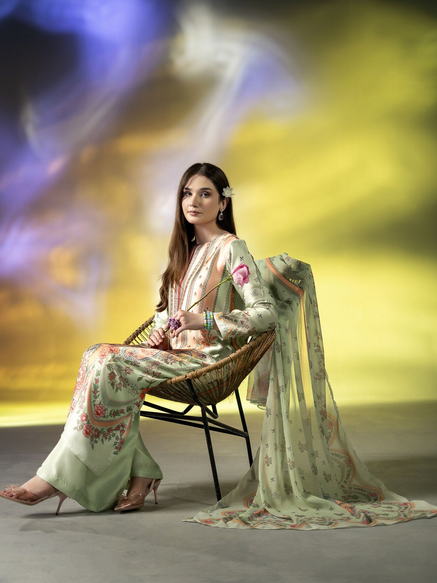 Mona Effortless Silk 3pc Ready to Wear Printed Silk Co-Ord Set SEM4