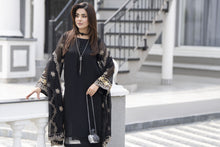 Gul Warun Lustre Chiffon – 3pc Ready to Wear Black Embroidered Long Dress LSG7