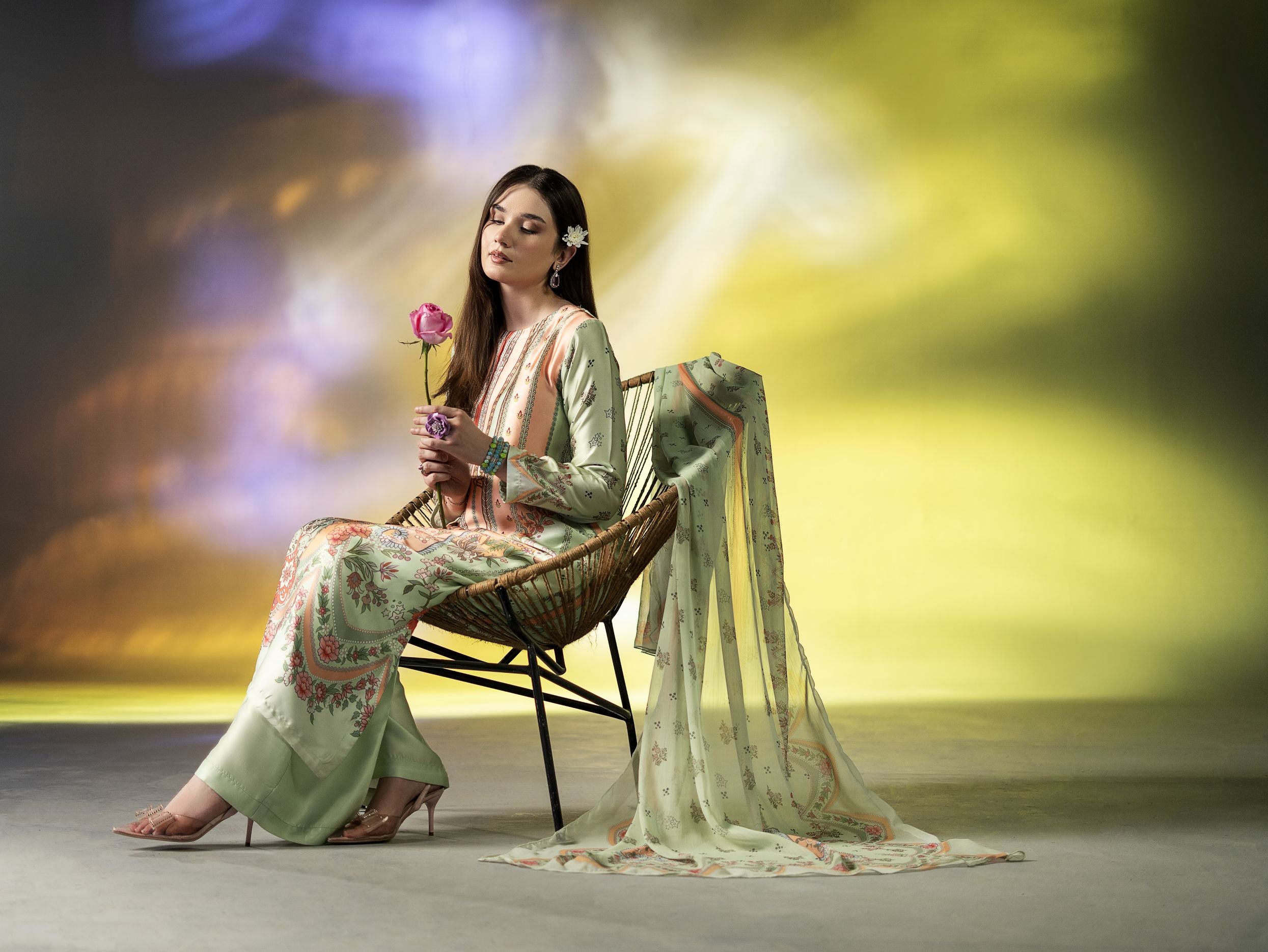 Mona Effortless Silk 3pc Ready to Wear Printed Silk Co-Ord Set SEM4