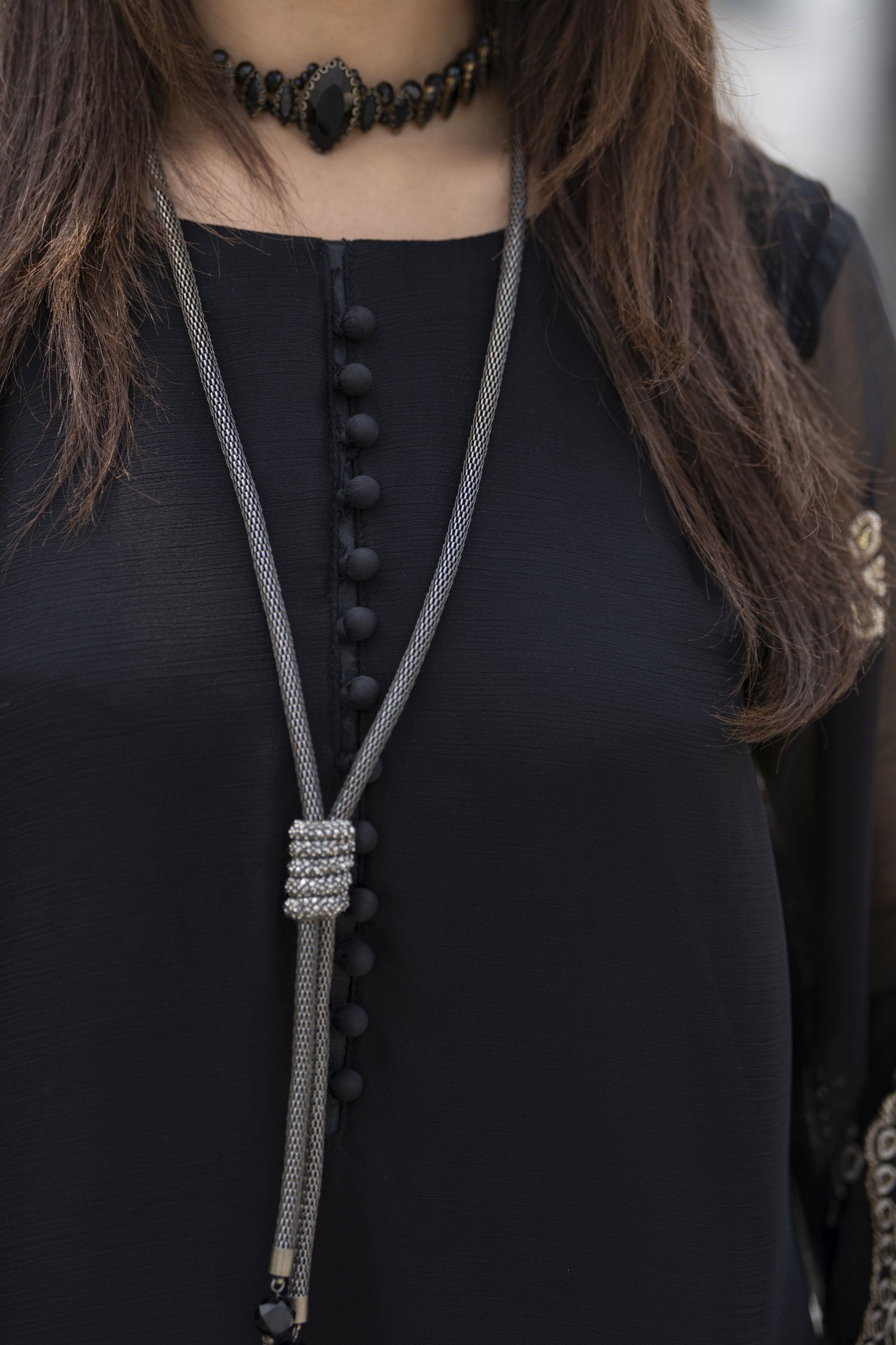 Gul Warun Lustre Chiffon – 3pc Ready to Wear Black Embroidered Long Dress LSG7