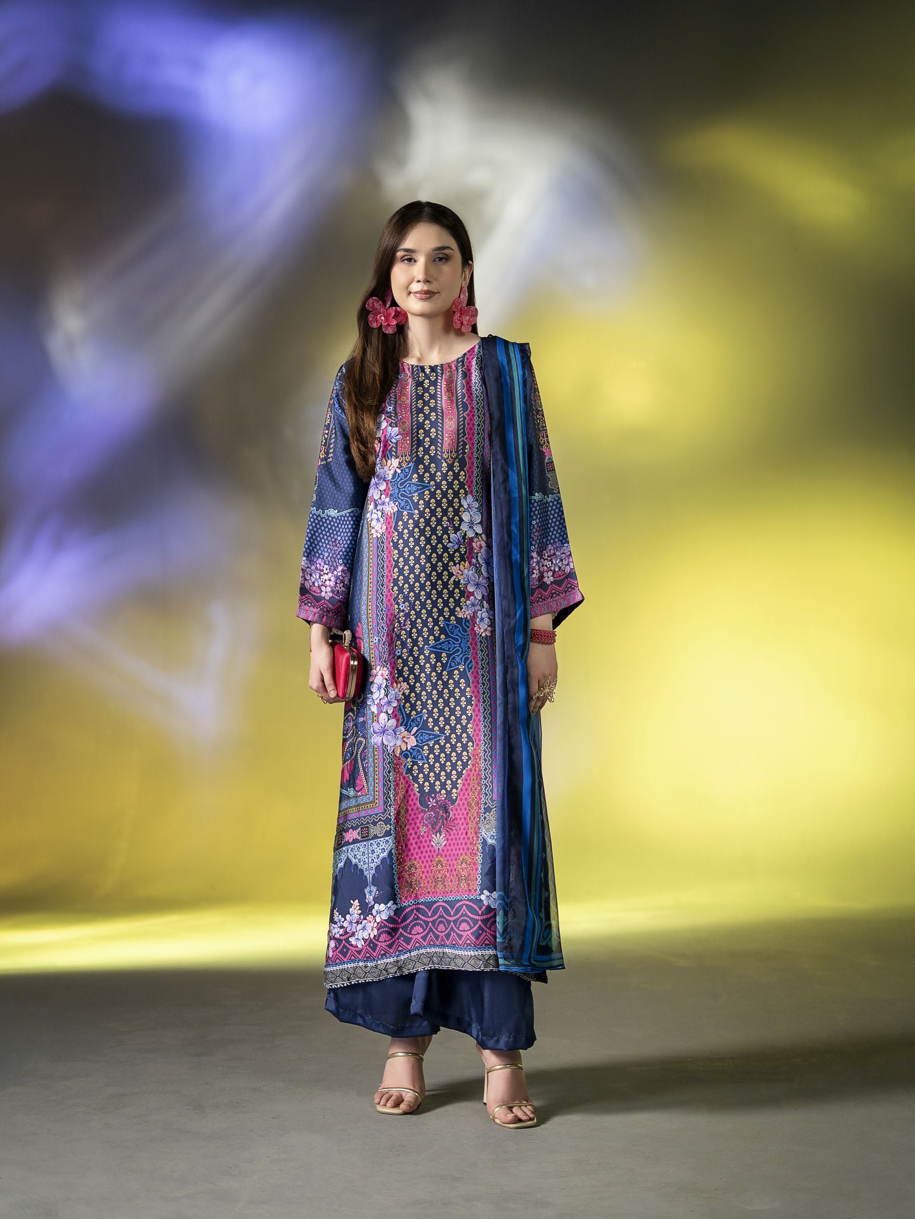 Mona Effortless Silk 3pc Ready to Wear Printed Silk Co-Ord Set SEM1