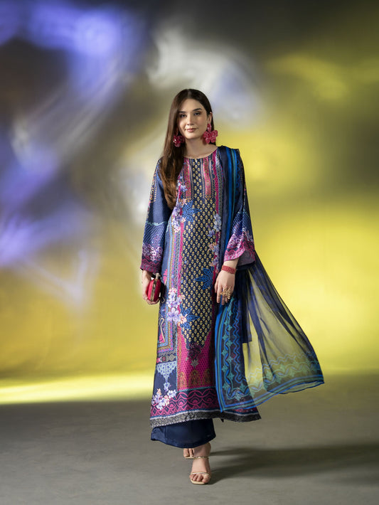 Mona Effortless Silk 3pc Ready to Wear Printed Silk Co-Ord Set SEM1