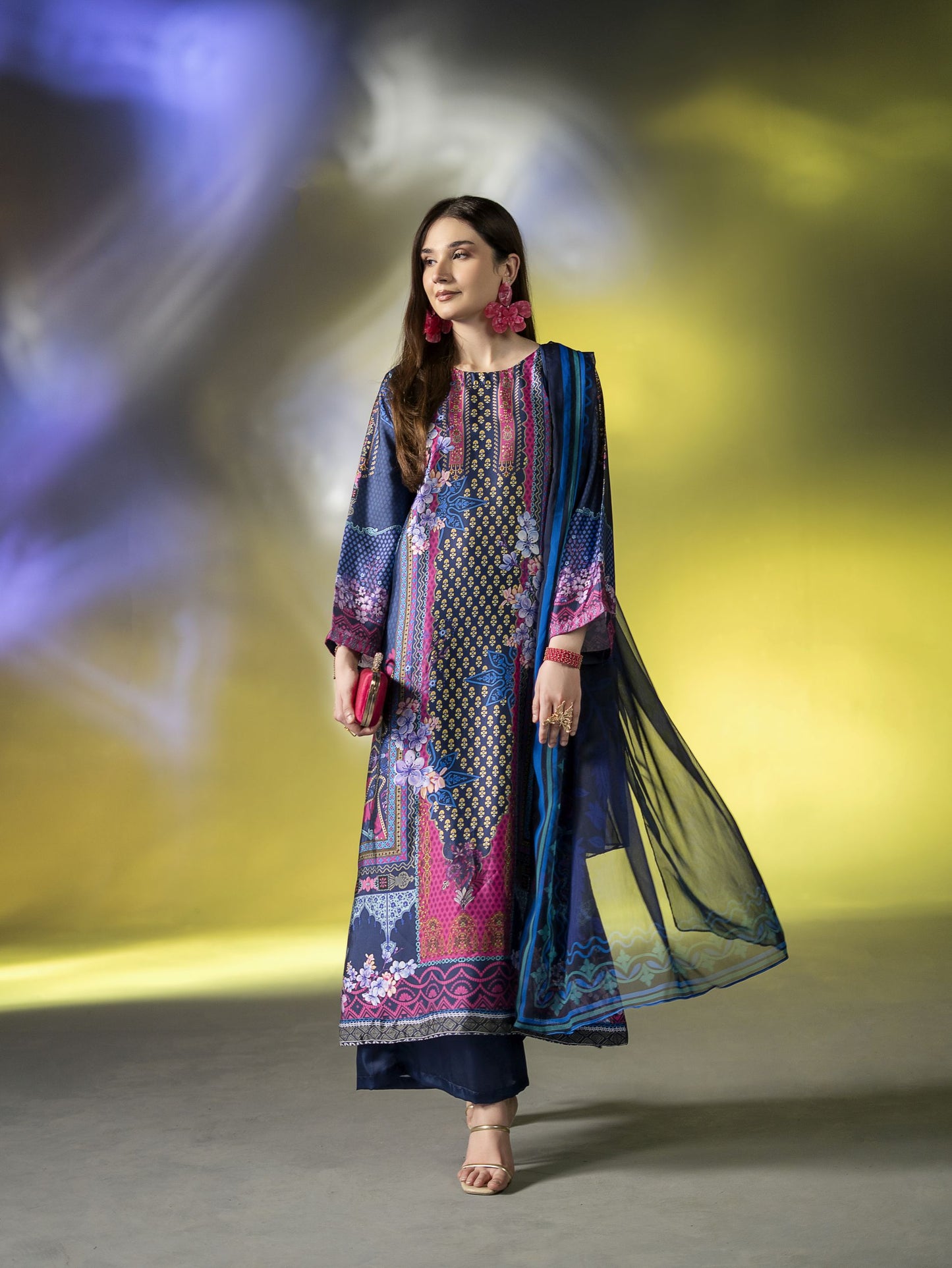 Mona Effortless Silk 3pc Ready to Wear Printed Silk Co-Ord Set SEM1