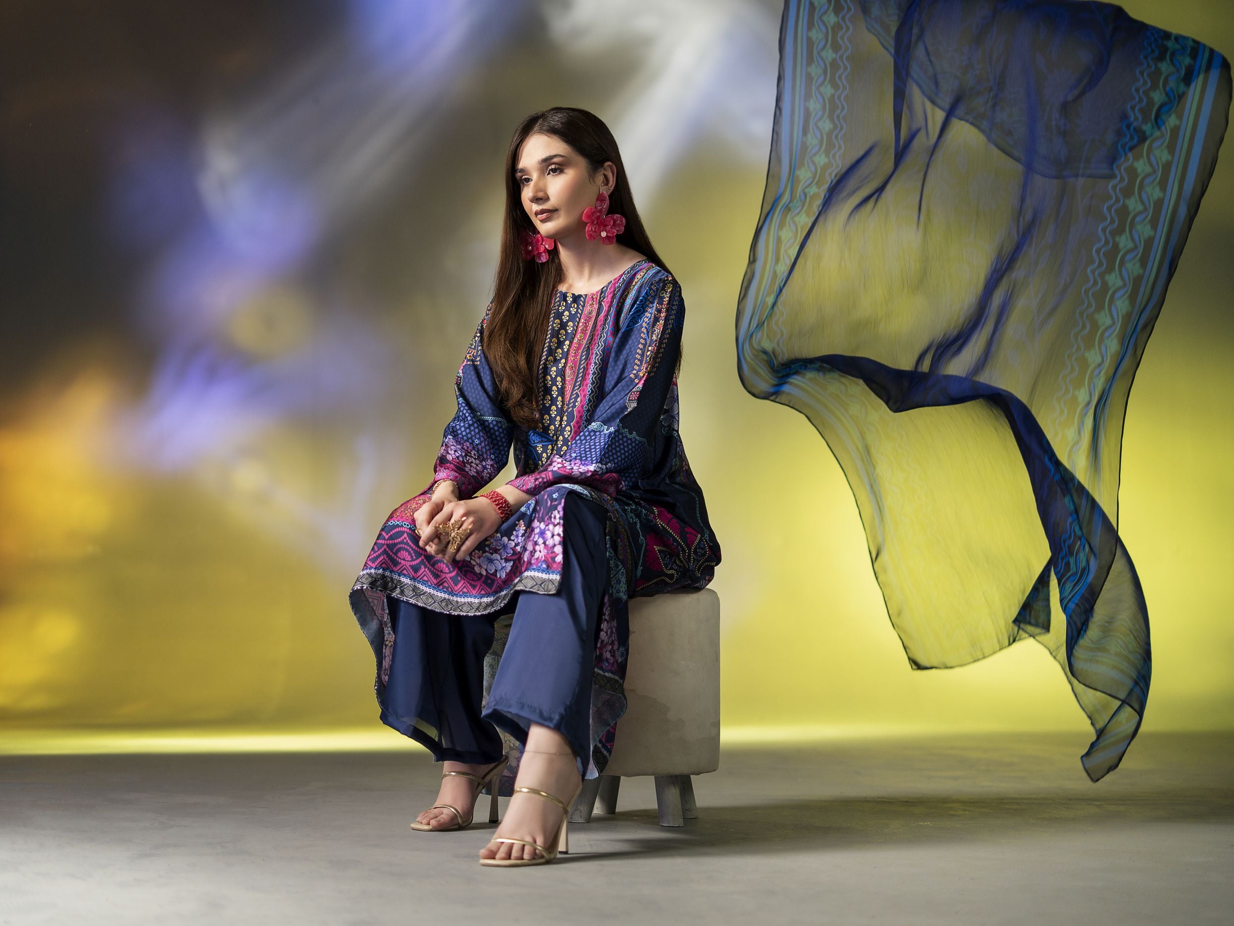 Mona Effortless Silk 3pc Ready to Wear Printed Silk Co-Ord Set SEM1