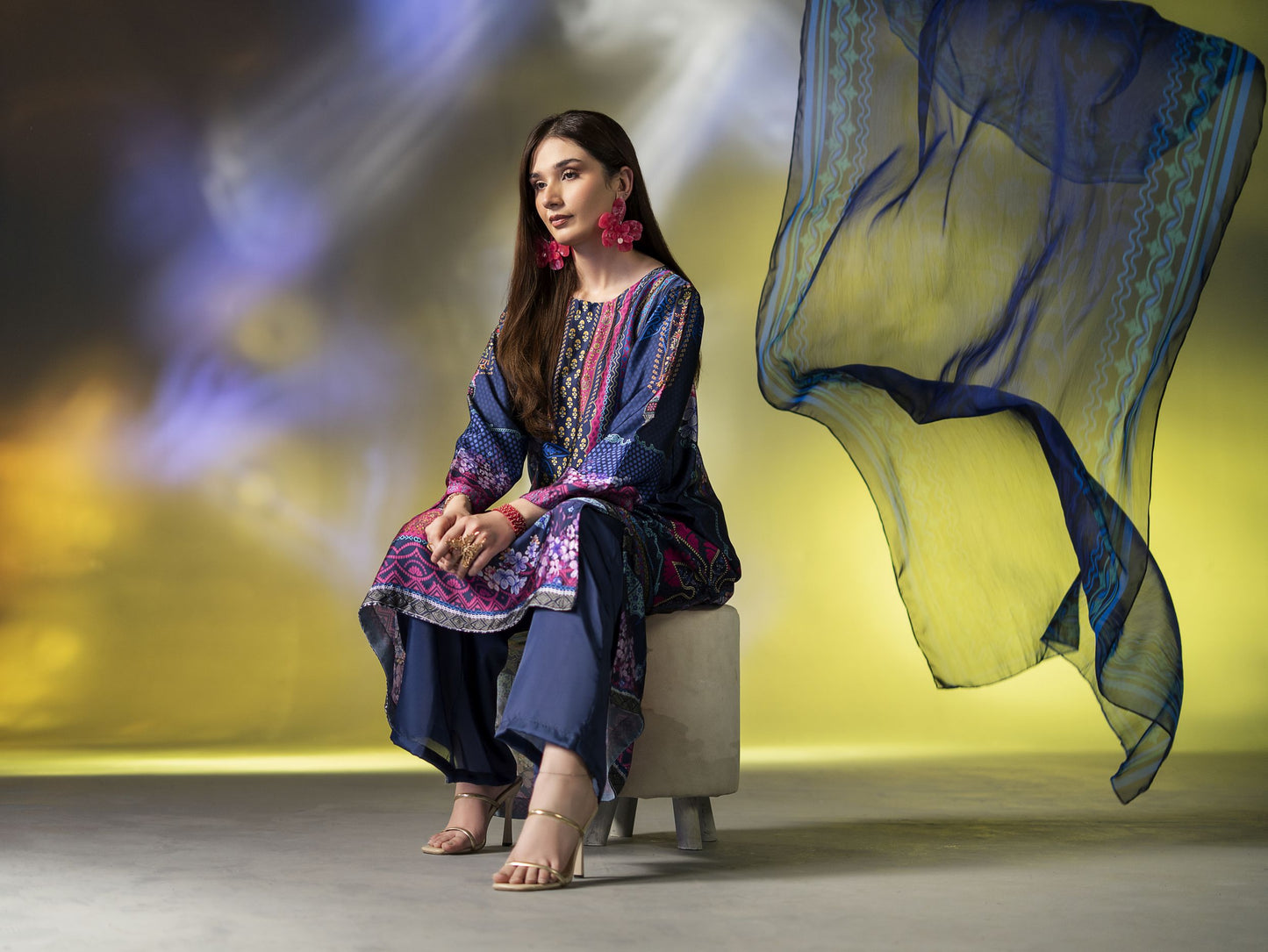 Mona Effortless Silk 3pc Ready to Wear Printed Silk Co-Ord Set SEM1