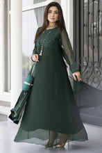 Gul Warun Lustre Chiffon – 3pc Ready to Wear Emerald Green Long Frock Dress LSG6