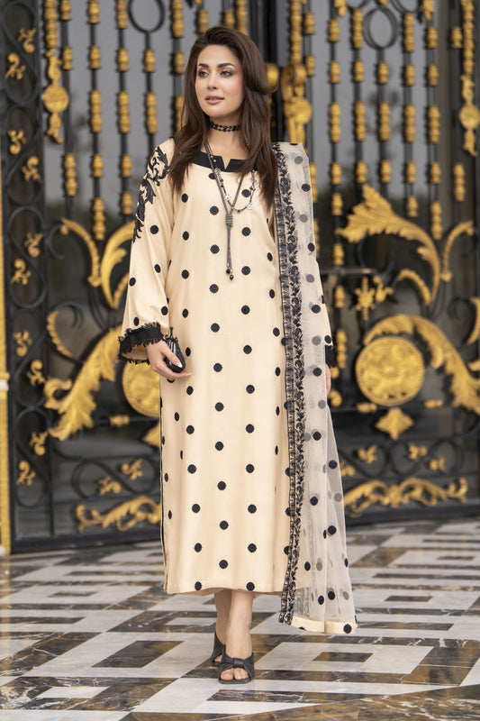 3pc Embroidered Linen Suit with Net Dupatta Soraya SBH2