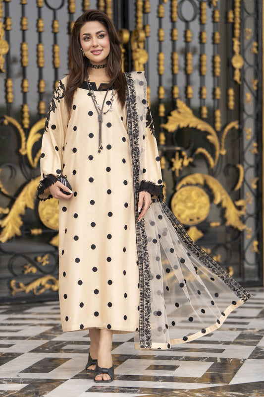 3pc Embroidered Linen Suit with Net Dupatta Soraya SBH2