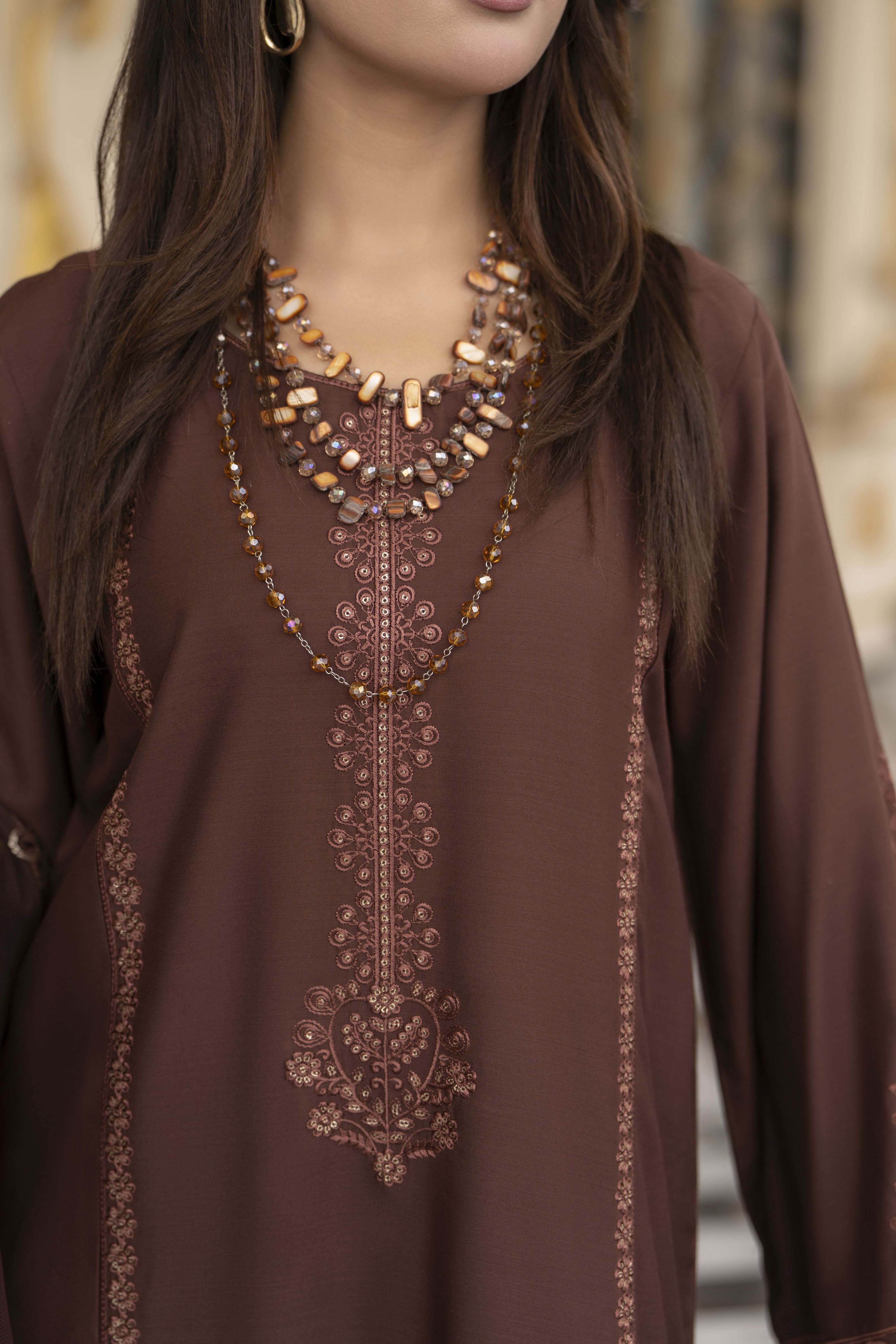 3pc Embroidered Linen Suit with Net Dupatta Soraya SBH3