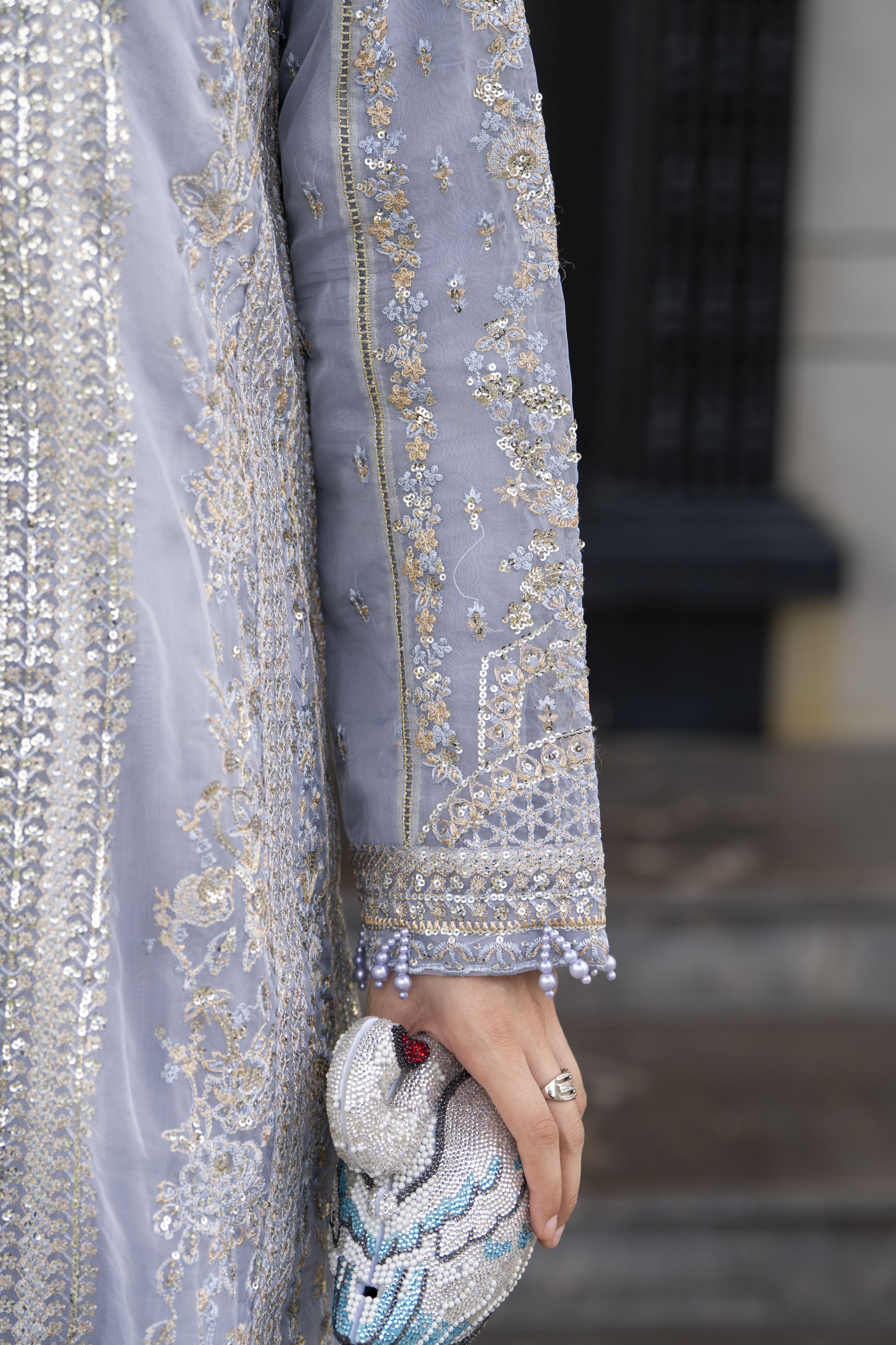 Icy Lavender Hand Embellished 3pc Formal Dress with Organza Dupatta SBS8