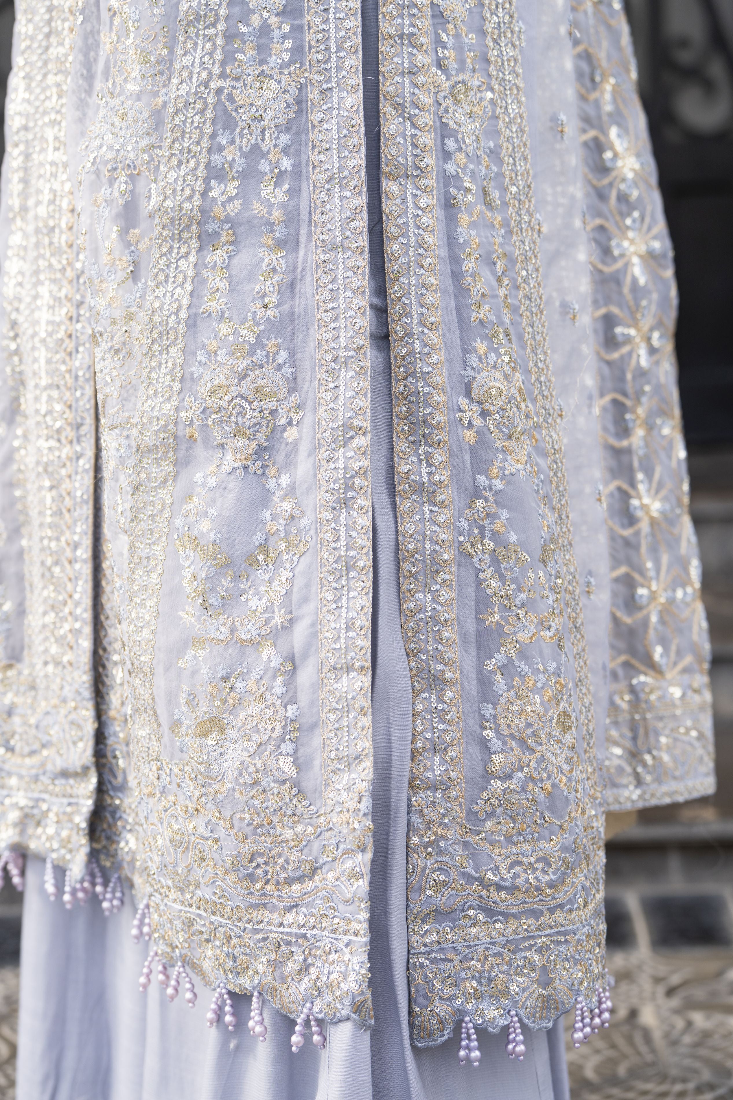 Icy Lavender Hand Embellished 3pc Formal Dress with Organza Dupatta SBS8