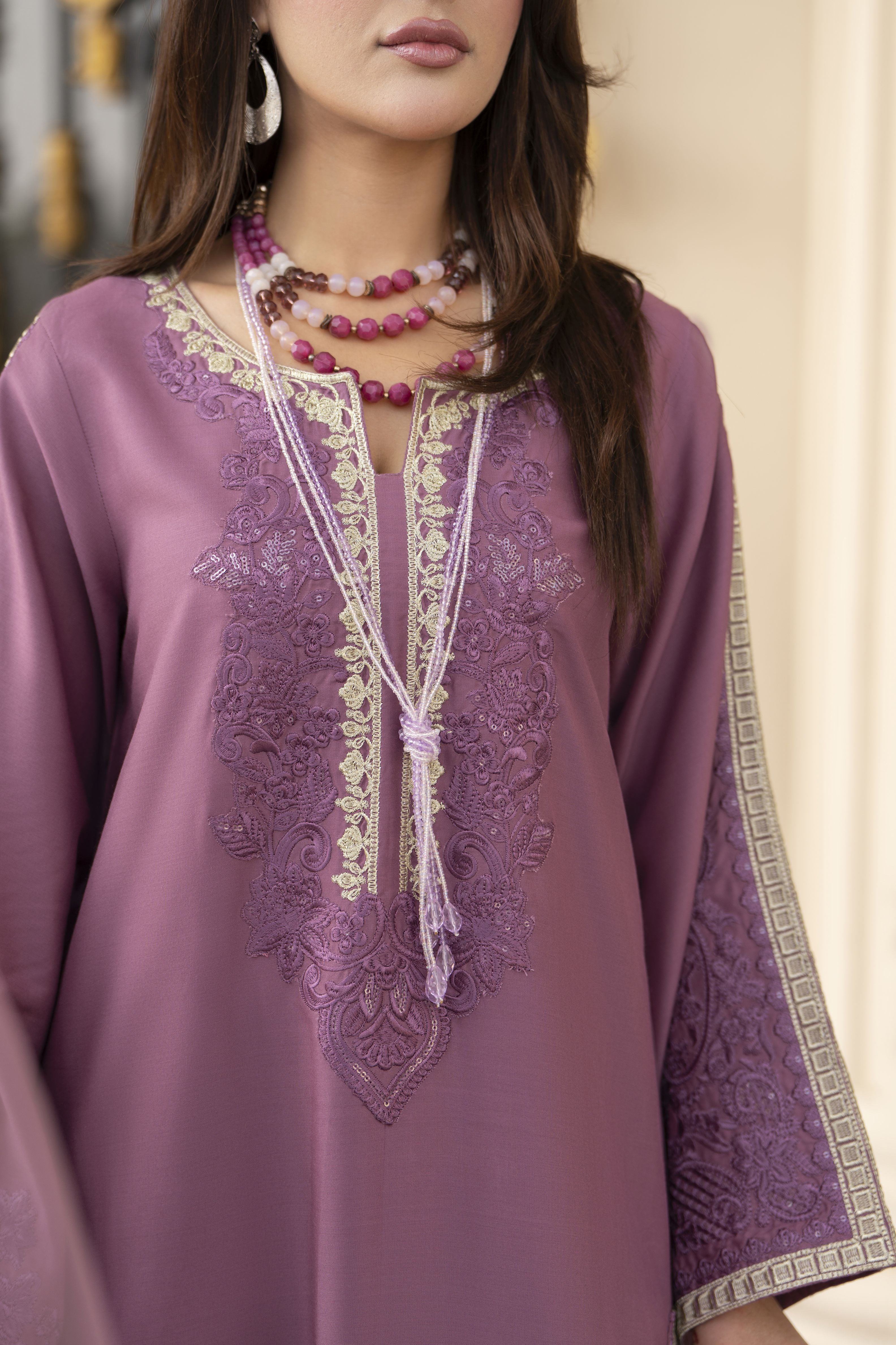 3pc Embroidered Linen Suit with Net Dupatta Soraya SBH10