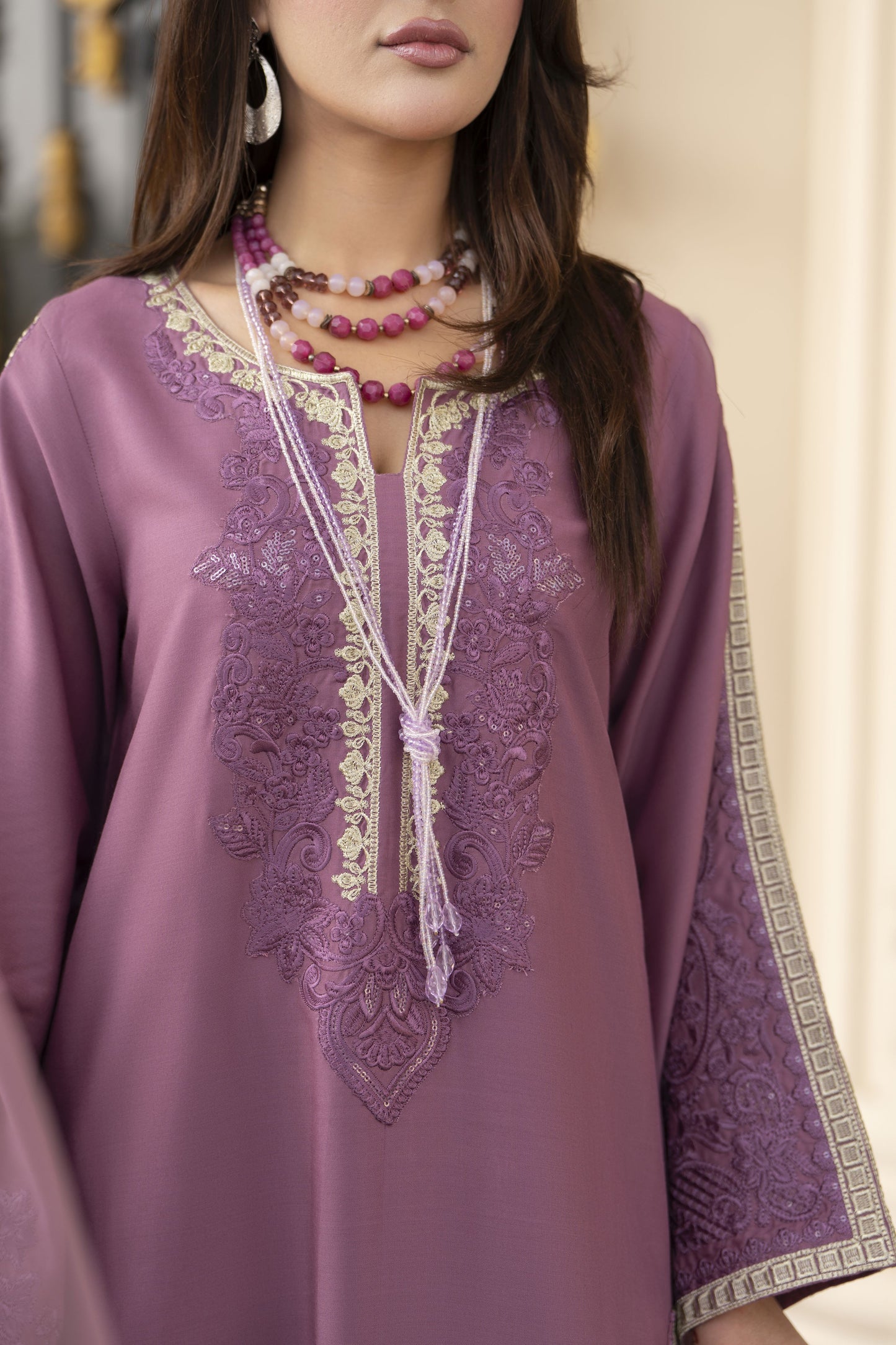 3pc Embroidered Linen Suit with Net Dupatta Soraya SBH10