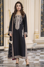 Reshmi RA9 Black Embroidered 3pc Raw Silk Suit with Chiffon Dupatta