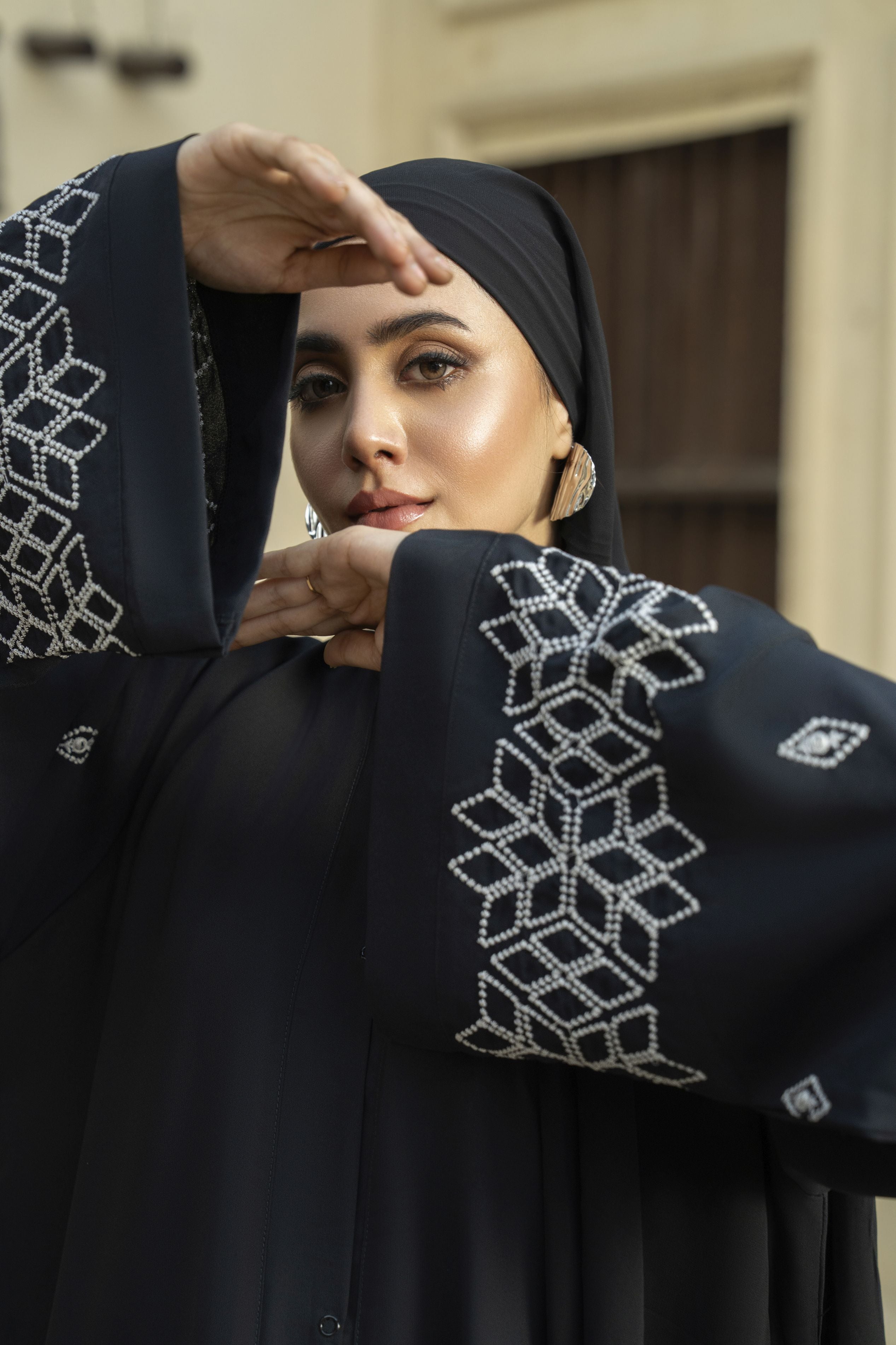 Embroidered Black Georgette Abaya – Zaina Luxe Drapes Collection ZLD1
