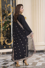 Reshmi RA9 Black Embroidered 3pc Raw Silk Suit with Chiffon Dupatta