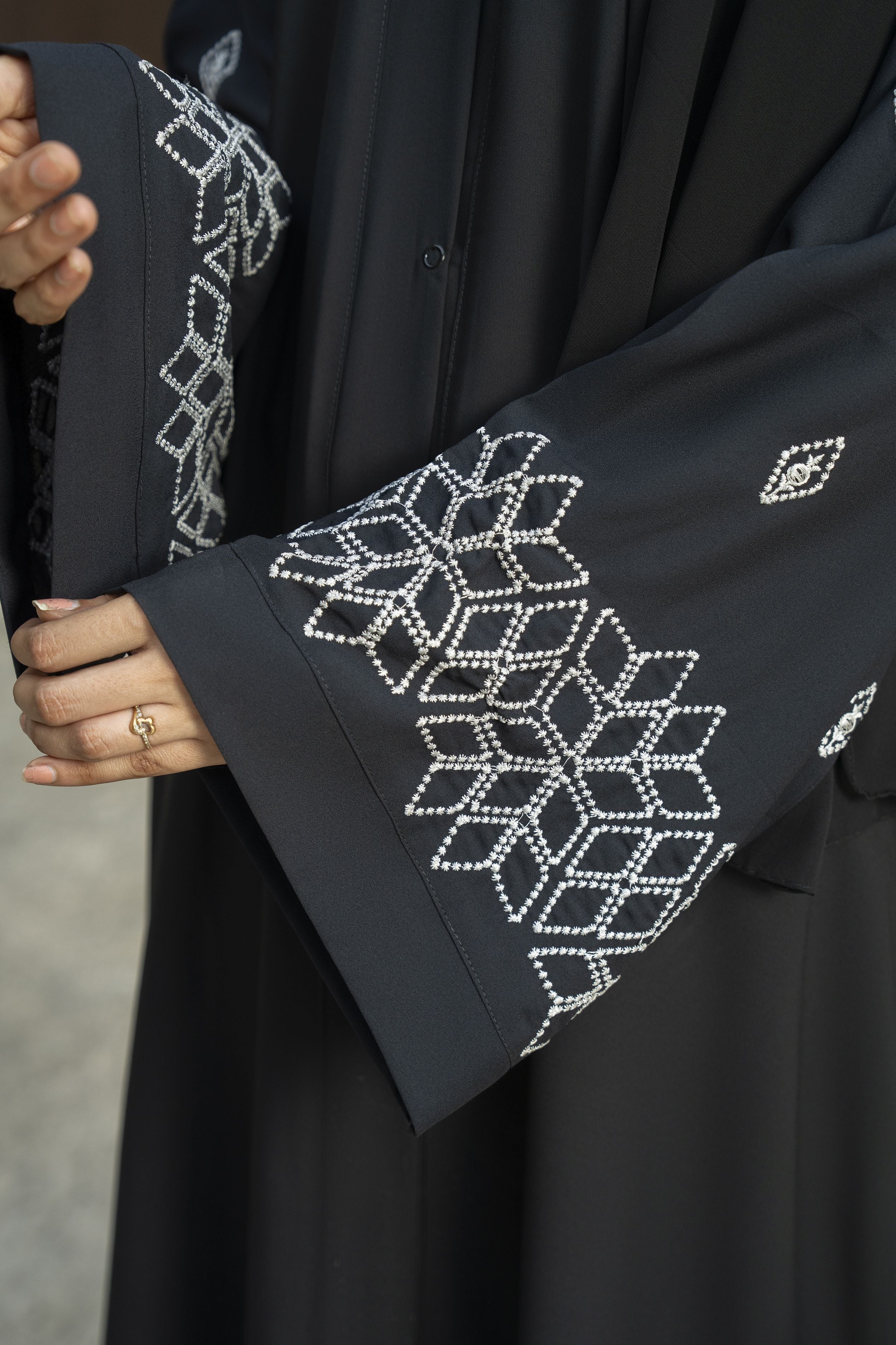 Embroidered Black Georgette Abaya – Zaina Luxe Drapes Collection ZLD1