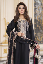 Reshmi RA9 Black Embroidered 3pc Raw Silk Suit with Chiffon Dupatta