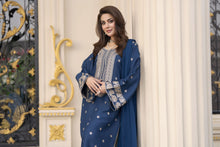Reshmi RA6 Blue Embroidered 3pc Raw Silk Suit with Chiffon Dupatta