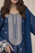 Reshmi RA6 Blue Embroidered 3pc Raw Silk Suit with Chiffon Dupatta