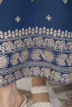 Reshmi RA6 Blue Embroidered 3pc Raw Silk Suit with Chiffon Dupatta