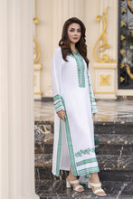 Reshmi RA3 White & Green Embroidered 3pc Raw Silk Suit with Chiffon Dupatta