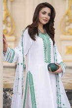 Reshmi RA3 White & Green Embroidered 3pc Raw Silk Suit with Chiffon Dupatta
