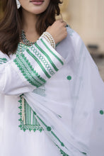 Reshmi RA3 White & Green Embroidered 3pc Raw Silk Suit with Chiffon Dupatta