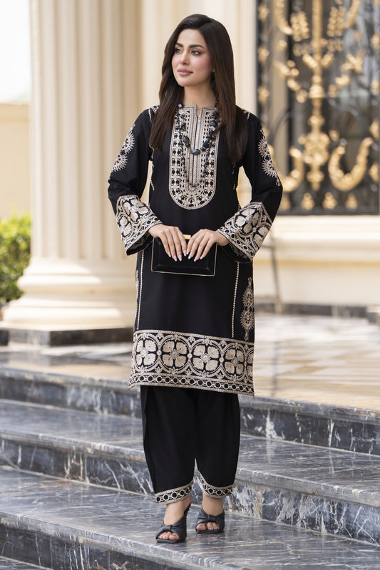 Cotton Canvas by Zaiwa – 2pc Black Cotton Shalwar Suit | CCZ5