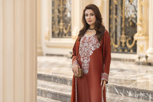 Reshmi RA5 Rust Embroidered 3pc Raw Silk Suit with Chiffon Dupatta