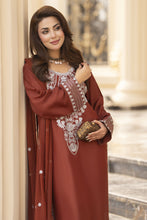 Reshmi RA5 Rust Embroidered 3pc Raw Silk Suit with Chiffon Dupatta