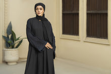 Black Tone-on-Tone Embroidered Georgette Abaya – Zaina Luxe Drapes Collection ZLD3