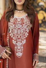Reshmi RA5 Rust Embroidered 3pc Raw Silk Suit with Chiffon Dupatta