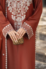 Reshmi RA5 Rust Embroidered 3pc Raw Silk Suit with Chiffon Dupatta