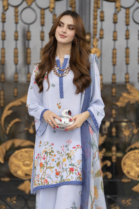 Daily Drapes by Mona – 3pc Raw Silk Suit with Wide Leg Trousers DDR6