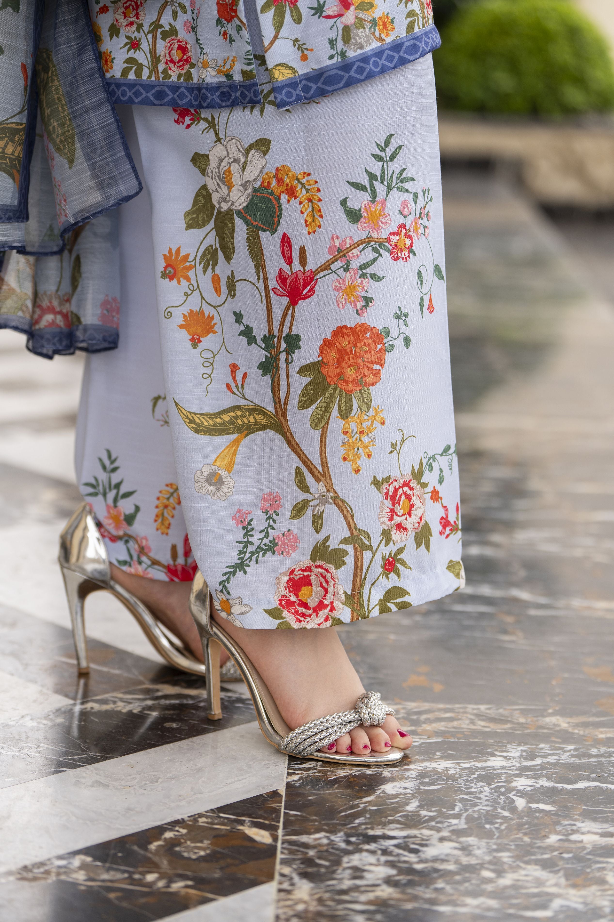 Daily Drapes by Mona – 3pc Raw Silk Suit with Wide Leg Trousers DDR6