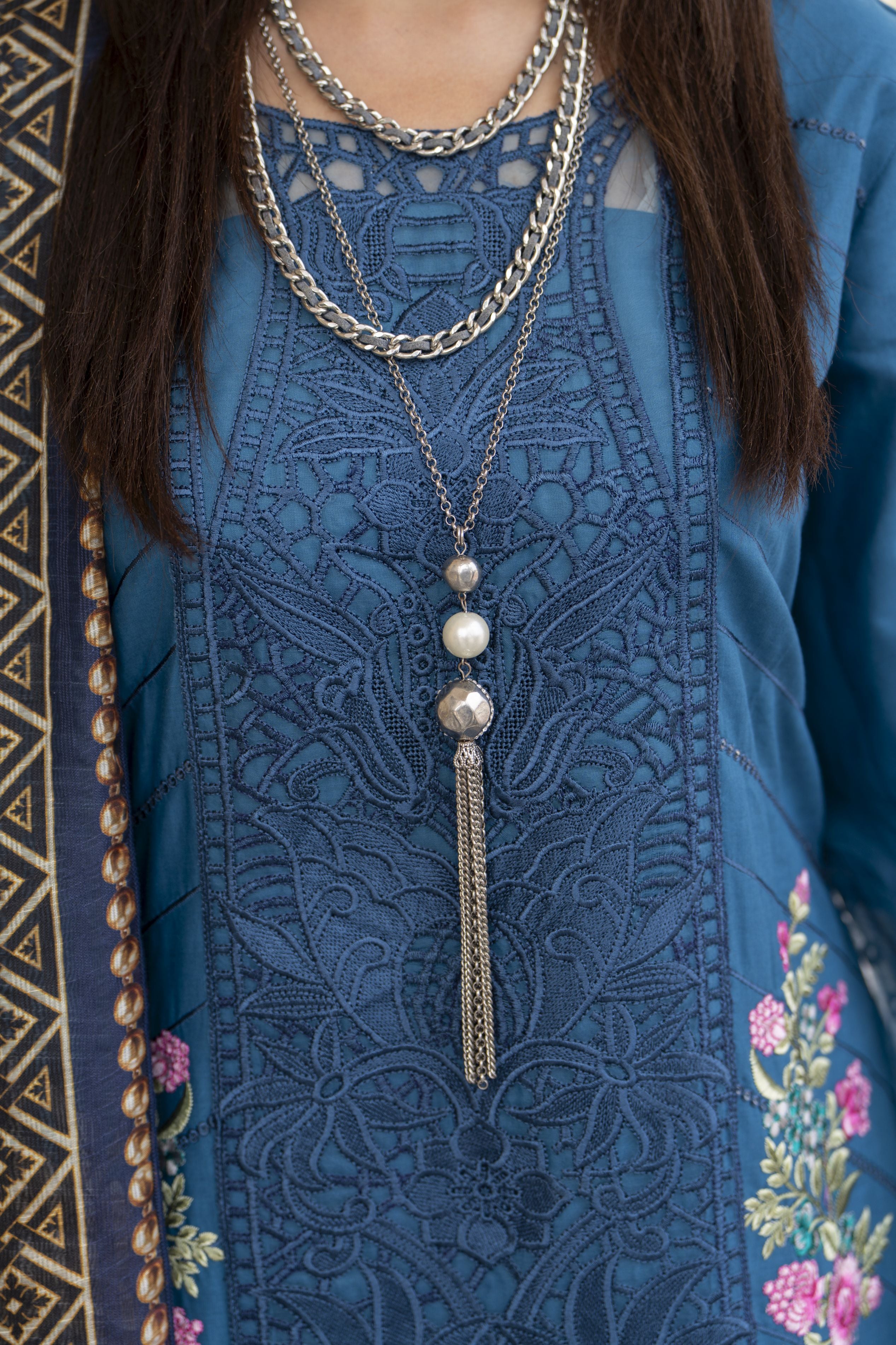 Cotton Canvas by Zaiwa – 3pc Blue Cotton Suit with Tulip Pants CCZ3