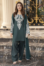 Reshmi RA7 Bottle Green Embroidered 3pc Raw Silk Suit with Shalwar